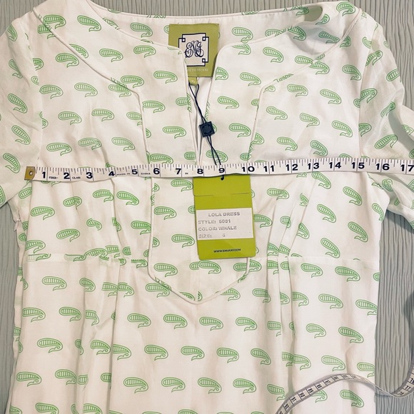 NWT Elizabeth McKay Lola Dress Whales / Green and White / Size 6 - Picture 11 of 11